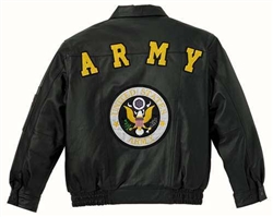 ''ARMY'' BLACK MILITARY LOGO LEATHER JACKET