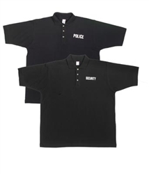 BLACK POLICE & SECURITY PRINTED GOLF SHIRTS