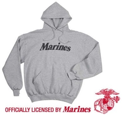 MARINES PULLOVER HOODED SWEATSHIRT - GREY