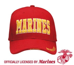 DELUXE LOW PROFILE CAP RED - W/GOLD ''MARINES''