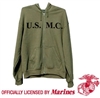 OLIVE DRAB ''USMC'' ZIPPER HOODED SWEATSHIRT