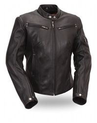 ATHENA Women's Sleek Vented Leather Scooter Jacket - First Classics Â®
