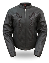 BREAKOUT STAR Women's Leather Reflective Star Jacket - First Classics Â®