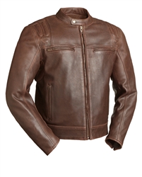 CARBON -BROWN Updated scooter style leather jacket