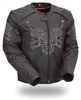 RUTHLESS BIKER reflective skull leather jacket