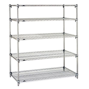 Metro Stainless Steel Super Adjustable 2 Wire Shelving - 5-Shelf Unit, 24" x 72" x 74"
