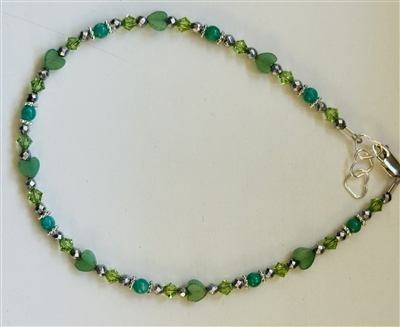 Green with Envy Heart Anklet