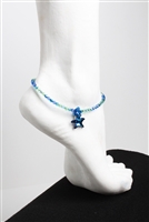 "Mermaids Dream" Swarovski anklet . Round Swarovski Crystal 4mm blues and greens adorned by our "Bermuda Blue" charm.