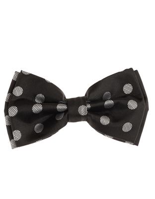 Polka Dot Black Pre-Tied Bow Tie with Matching Pocket Square BWTH -1358