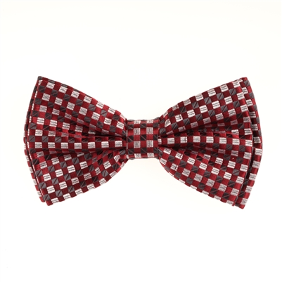 Diamond Red Pre-Tied Silk Bow Tie with Matching Pocket Square BWTH-1310