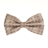 Abstract Light Brown, Red, Navy Squared Designed Silk Bow Tie Set with Matching Pocket Square BWTH-1320