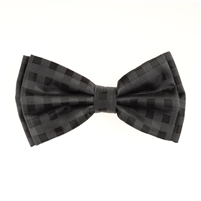 Checkmate Black Pre-Tied Silk Bow Tie Set with Matching Pocket Square BWTH-1330