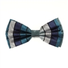 Diagonal Aqua Pre-Tied Silk Bow Tie Set with Matching Pocket Square  BWTH-1344