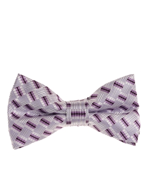 Purple, Lavender and Black Design Pre-tied Bow Tie with Matching Pocket SquareBWTH-1408