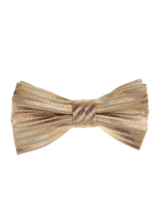Gold, Metallic Gold, Light Brown & Tan Pre-tied Bow Tie with Matching Pocket Square BWTH-1413