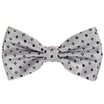 Silver With Black Dots Pre-Tie Bow Tie with Matching Pocket Square BWTH -405