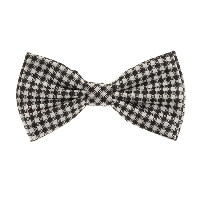 Black & Off White Houndstooth Pre-Tie Bow Tie with Matching Pocket Square BWTH -412
