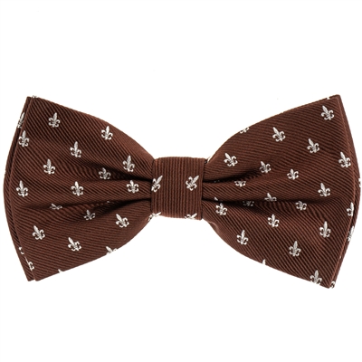 Brown With Gray Design Pre-Tie Bow Tie with Matching Pocket Square BWTH -426