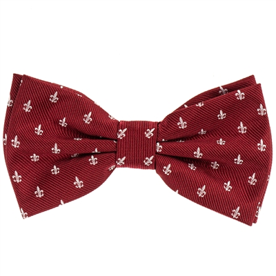 Burgundy With Gray Design Pre-Tie Bow Tie with Matching Pocket Square BWTH -427