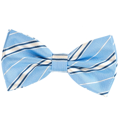 Sky Blue & Navy Regal Pre-Tie Bow Tie with Matching Pocket Square BWTH-430