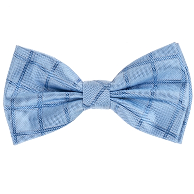 Sky Blue Solid Pre-Tied Bow Tie with Matching Pocket Square BWTH-431