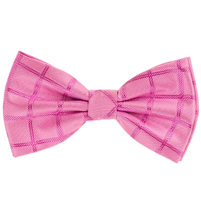 Pink Solid Pre-Tied Bow Tie with Matching Pocket Square BWTH-433