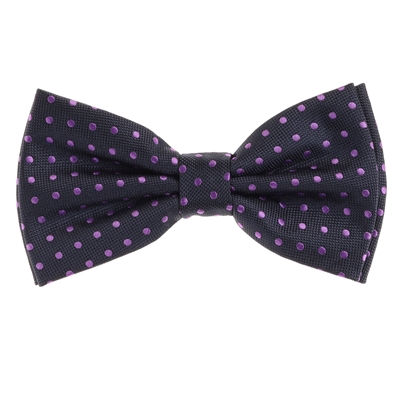 Midnight Blue & Purple Mini Dots Silk Pre-Tied Bow Tie with Matching Pocket Square BWTH -435