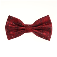 Cherry Red Paisley Pre-Tied Silk Bow Tie with Matching Pocket Square BWTH-437