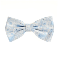 Sky Blue Paisley Pre Tied Silk Bow Tie with Matching Pocket Square BWTH-438