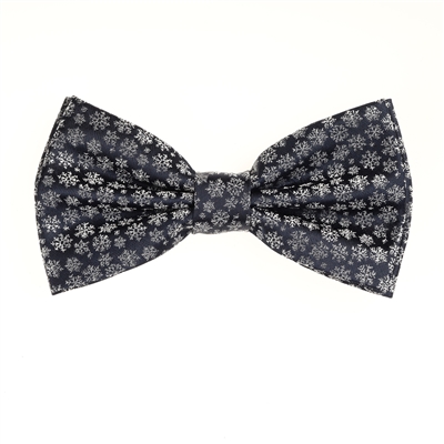 Navy Blue Pre-Tied Silk Bow Tie With Matching Pocket Square BWTH-441