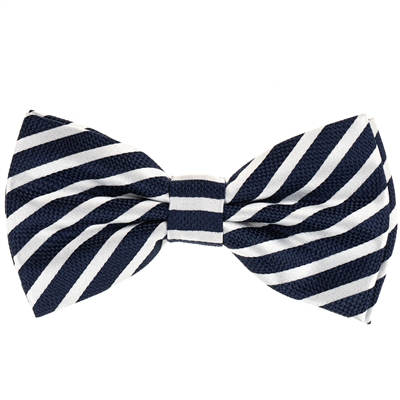 Navy & White Pre-Tied Bow Tie with Matching Pocket Square BWTH-459