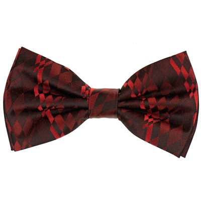 Burgundy Abstract Pre-Tied Bow Tie with Matching Pocket Square BWTH-464