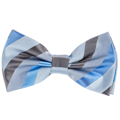 Multi Sky Blue Regal Pre-Tie Bow Tie with Matching Pocket Square BWTH-468