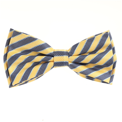 Yellow, Baby Blue & Blue  Pre-Tied Bow Tie with Matching Pocket Square BWTH-598