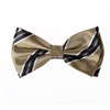 Gold With Black, Grey and Silver Stripped Pre-Tied Bow Tie With Matching Pocket Square BWTH-801