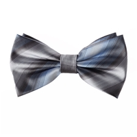 Baby Blue, Light Blue, Navy Blue and Black Lined Designed Pre-Tied Bow Tie With Matching Pocket Square