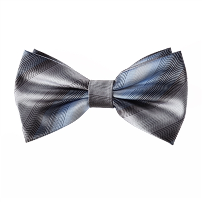 Baby Blue, Light Blue, Navy Blue and Black Lined Designed Pre-Tied Bow Tie With Matching Pocket Square