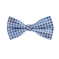 Light Blue, Navy and Silver Designed Pre-Tied Bow Tie with Matching Pocket Square BWTH-903