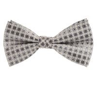 Navy, Silver and Light Blue  Designed Pre-Tied Bow Tie with Matching Pocket Square BWTH-905