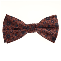 Blue With a Rust Designed Pre-Tied Bow Tie With Matching Pocket Square BWTH-907