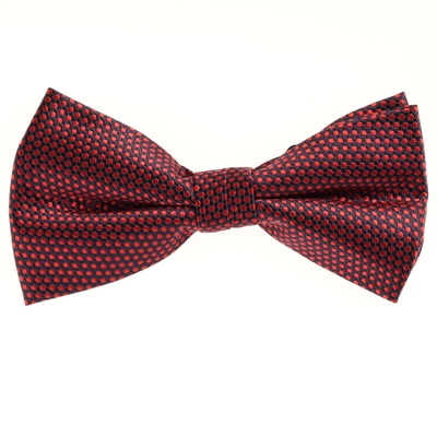 Black With a Burgundy Dot Designed Pre-Tied Bow Tie with Matching Pocket Square BWTH-913