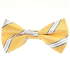 Yellow With Blue, Silver and White Striped Pre-Tied Bow Tie with Matching Pocket Square BWTH-910