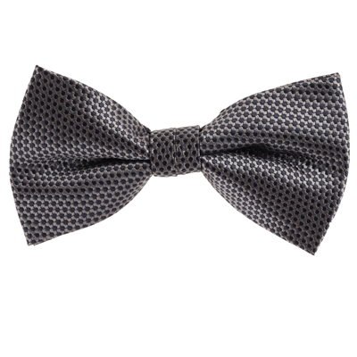 Grey With a Navy Dot Designed Pre-Tied Bow Tie with Matching Pocket Square BWTH-914