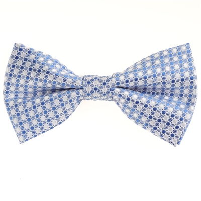 Blue, Silver & Baby Blue Designed Pre-Tied Bow Tie with Matching Pocket Square BWTH-915
