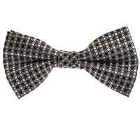 Silver, Black & Grey Designed Pre-Tied Bow Tie with Matching Pocket Square BWTH-916
