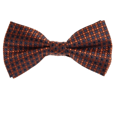 Navy & Rose Gold Designed Pre-Tied Bow Tie with Matching Pocket Square BWTH-919