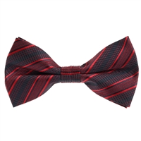 Navy with Red Stripes and Designed Pre-Tied Bow Tie with Matching Pocket Square  BWTH-932
