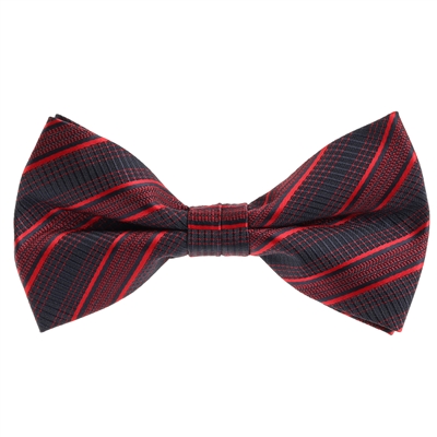 Navy with Red Stripes and Designed Pre-Tied Bow Tie with Matching Pocket Square  BWTH-932