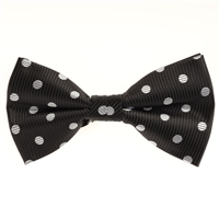 Black with Grey Polka Dot Designed Pre-Tied Bow Tie with Matching Pocket Square  BWTH-933
