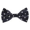 Navy with Grey Polka Dot Designed Pre-Tied Bow Tie with Matching Pocket Square  BWTH-935